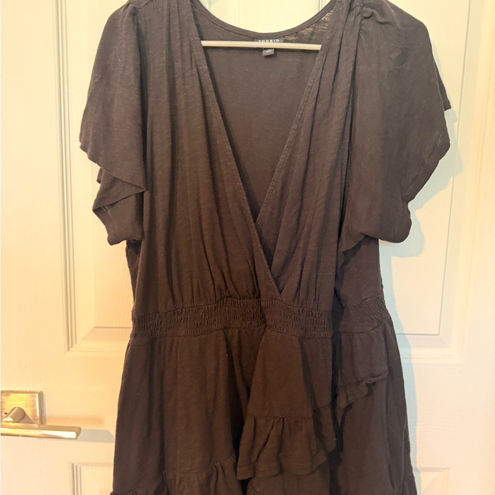 Torrid v-Neck Ruffle Short Sleeve Women's Top